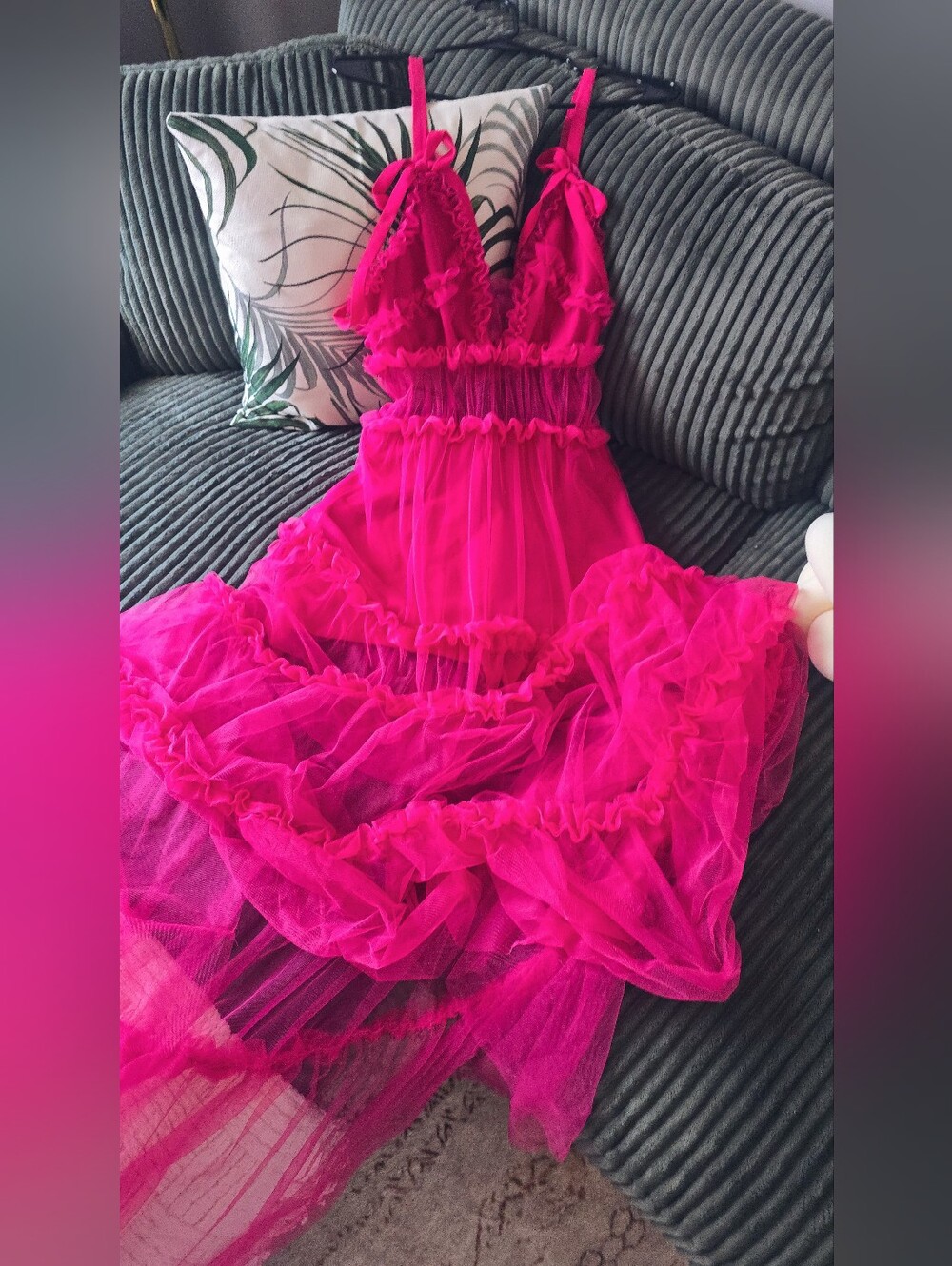 Bright Fuchsia Ruffle Tulle Dress